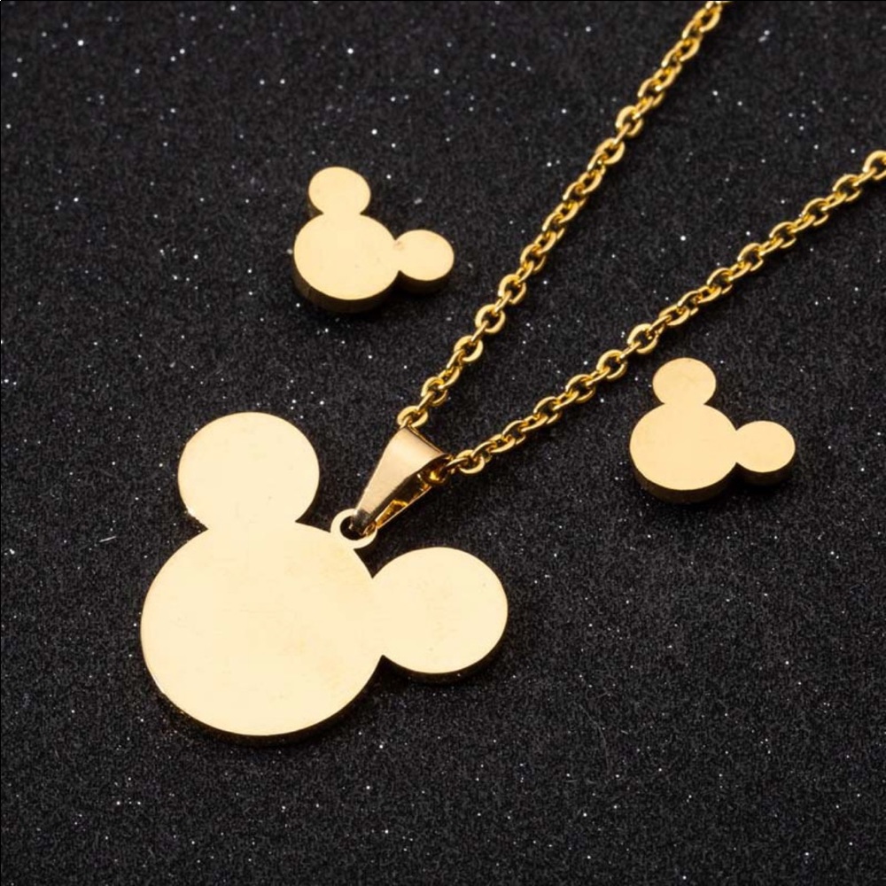 Mickey necklace earrings set